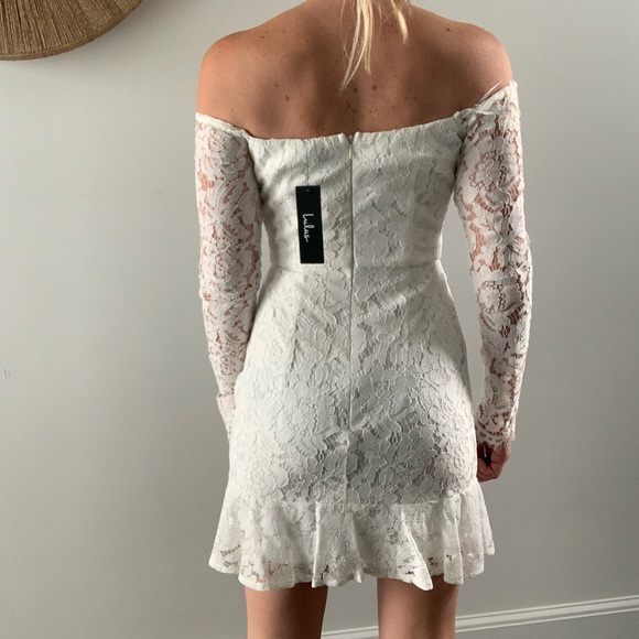 Lulus Romance Dreamer White Lace Off the Shoulder Mini - Picture 2 of 8
